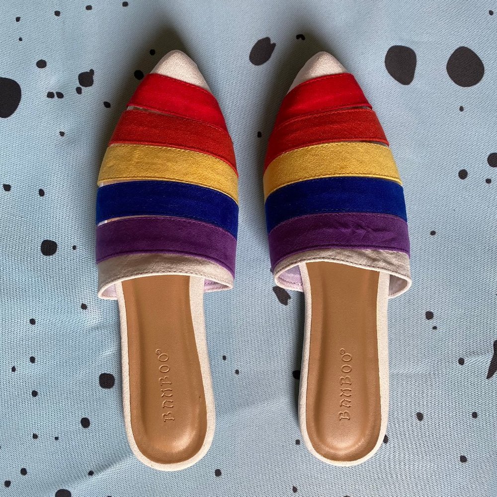 Bamboo Rainbow Mule Sandal Flats